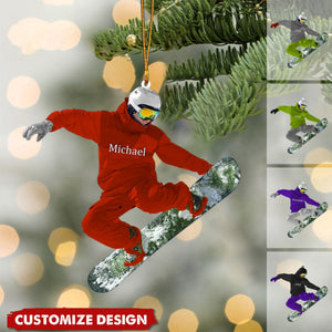 Personalized Snowboarding Athletes - Christmas Shaped Ornament For Skiers