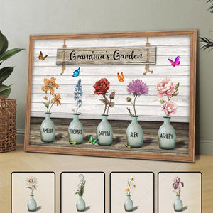 Personalized Grandma‘s Garden Birth Month Flowers Pots Poster