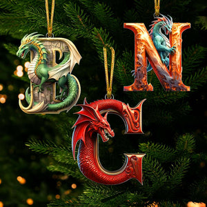 Personalized Custom Alphabet Letter Christmas - Dragon Hanging Ornament