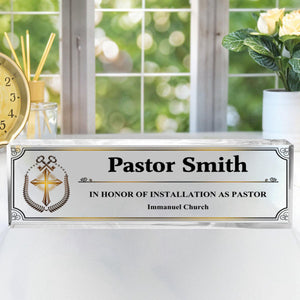 Personalized Pastor Desk Name Acrylic Plaque,Acrylic Reverend Name Sign