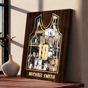 Personalized Basketball Jersey Photos Collage Canvas Poster For Basketball Player