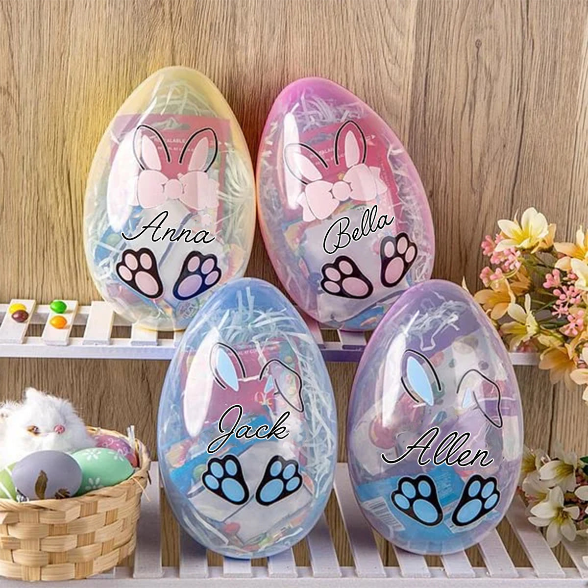 Personalized Easter Bunny Fillable Egg with Name Easter Gift for Kids