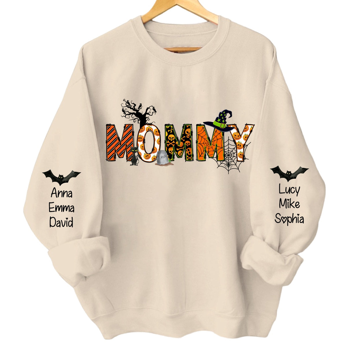 Personalized Halloween Custom Kids Names Grandma Tittle Sweatshirt