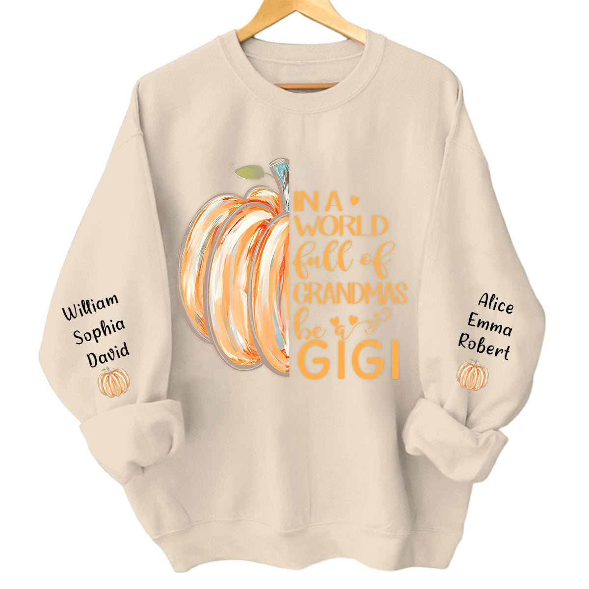 In a World Full Of Grandmas Be A Mimi Pumpkin And Grandkids Personalized Sweatshirt