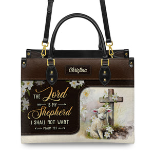 Personalized The Lord Is My Shepherd-Bible Verse Leather Bag