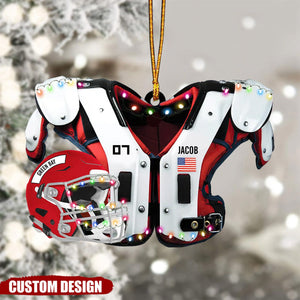 American Football Shoulder Pads & Helmet Personalized Ornament