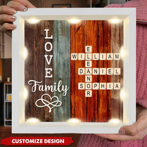 Personalized Family Crossword Art - Created In A Moment, Treasured Forever Shadow Light Box