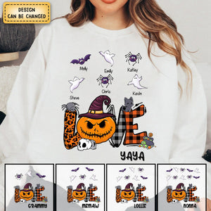 Love Halloween - Ghosts, Bats And Spiders - Personalized sweatshirt