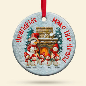 Chilling With My Grandkids Grandma Personalized Christmas Ceramic Ornament