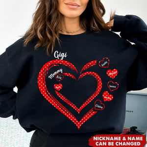 Personalized Gift For Grandma Heart Polka Dot Sweatshirt