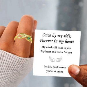 Personalized Infinity Angel Wing Memorial Birthstone Ring