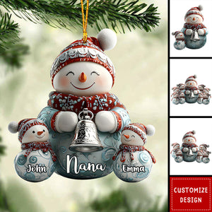 Merry Christmas - Personalized Grandma Snowman Family Ornament