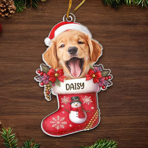 Happy Howlidays With All Our Love - Personalized Photo Dog & Cat Christmas Acrylic Ornament