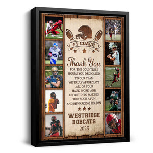 Football Coach Thank You Gift, Photo Collage From Team, Personalized Canvas/Poster