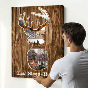 Deer Hunting Memories Gifts, Deer Head Custom Photo Collage Personalized Canvas/Poster