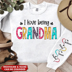 Christmas Gift For Mom, Grandma - Family Personalized Custom Sweatshirt With Design On Sleeve