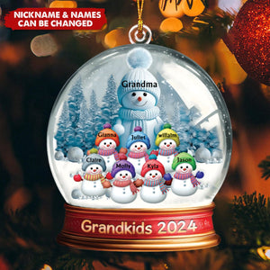 Personalized Custom Grandma With Grandkids Snowball Ornament