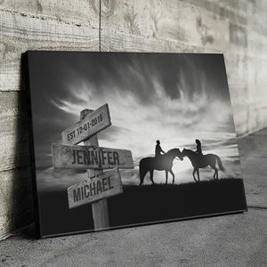 Personalized Couple Horse Horizon Names Poster