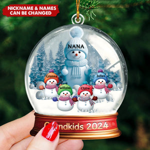 Personalized Custom Grandma With Grandkids Snowball Ornament