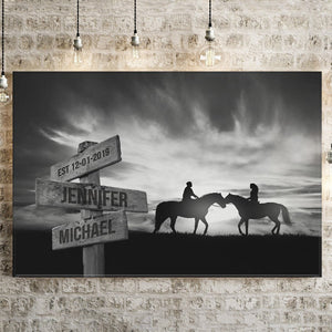 Personalized Couple Horse Horizon Names Poster