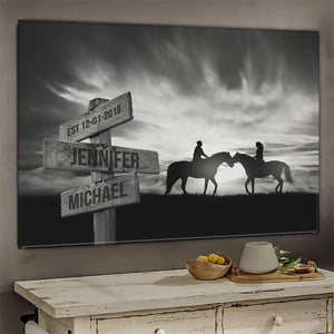 Personalized Couple Horse Horizon Names Poster