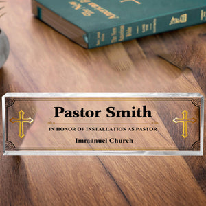 Personalized Pastor Desk Name Acrylic Plaque,Acrylic Office Name Sign, Pastor Desk Name Plate