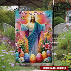 Personalized He Is Risen Resurrection of Jesus Easter Day Flag,God Sympathy Gifts-Loss Family