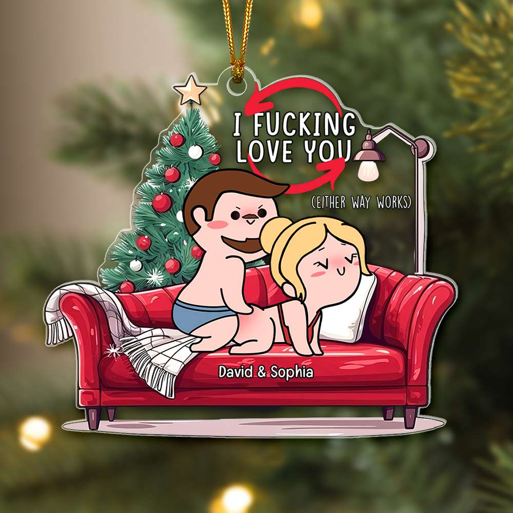 Personalized Naughty Couple On Sofa Acrylic Ornament