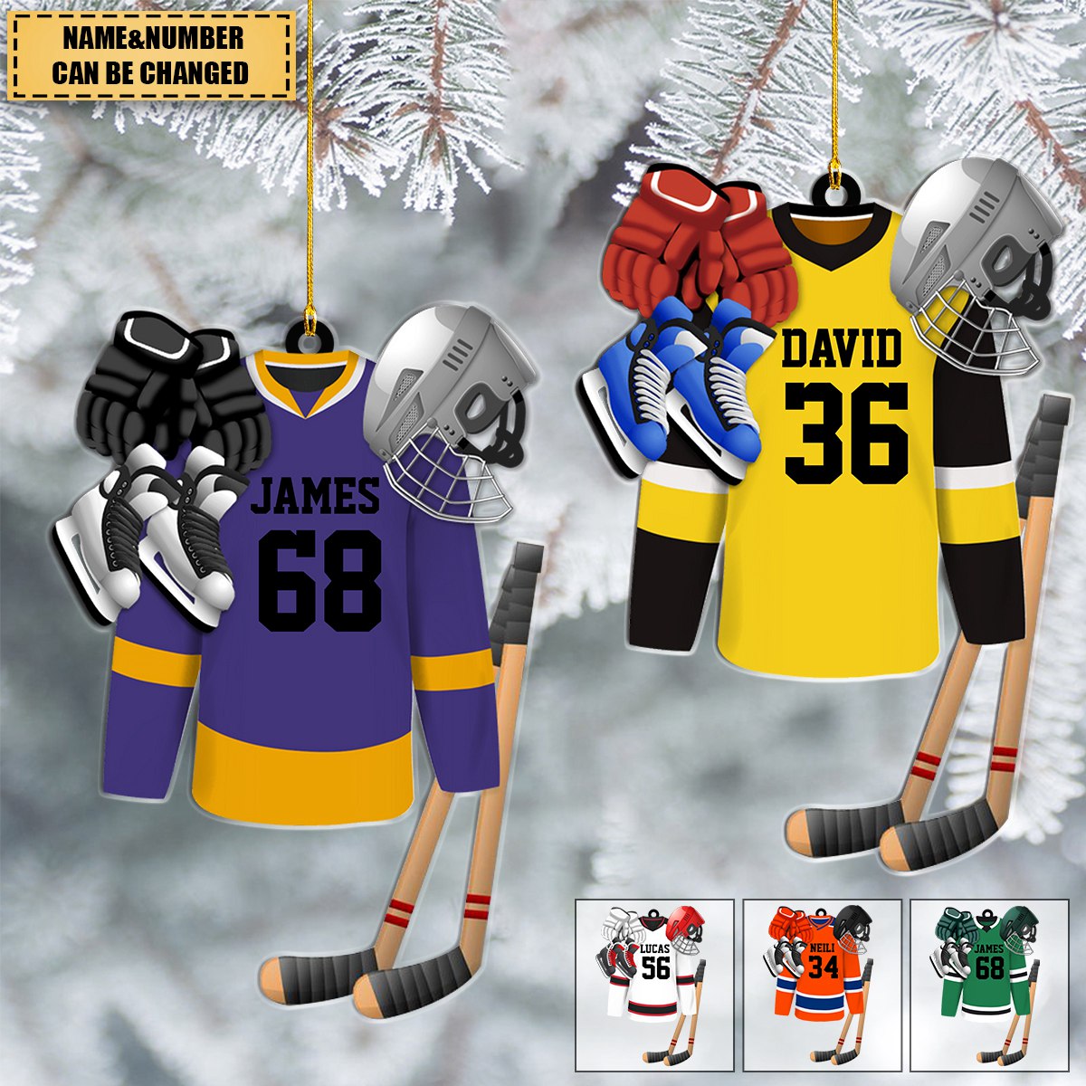 Hockey Apparel and Equipment Personalized Christmas Acrylic Ornament