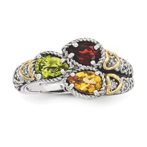 Personalized Family Cluster Mother's Birthstone Antiqued Ring 2 - 5 Stones