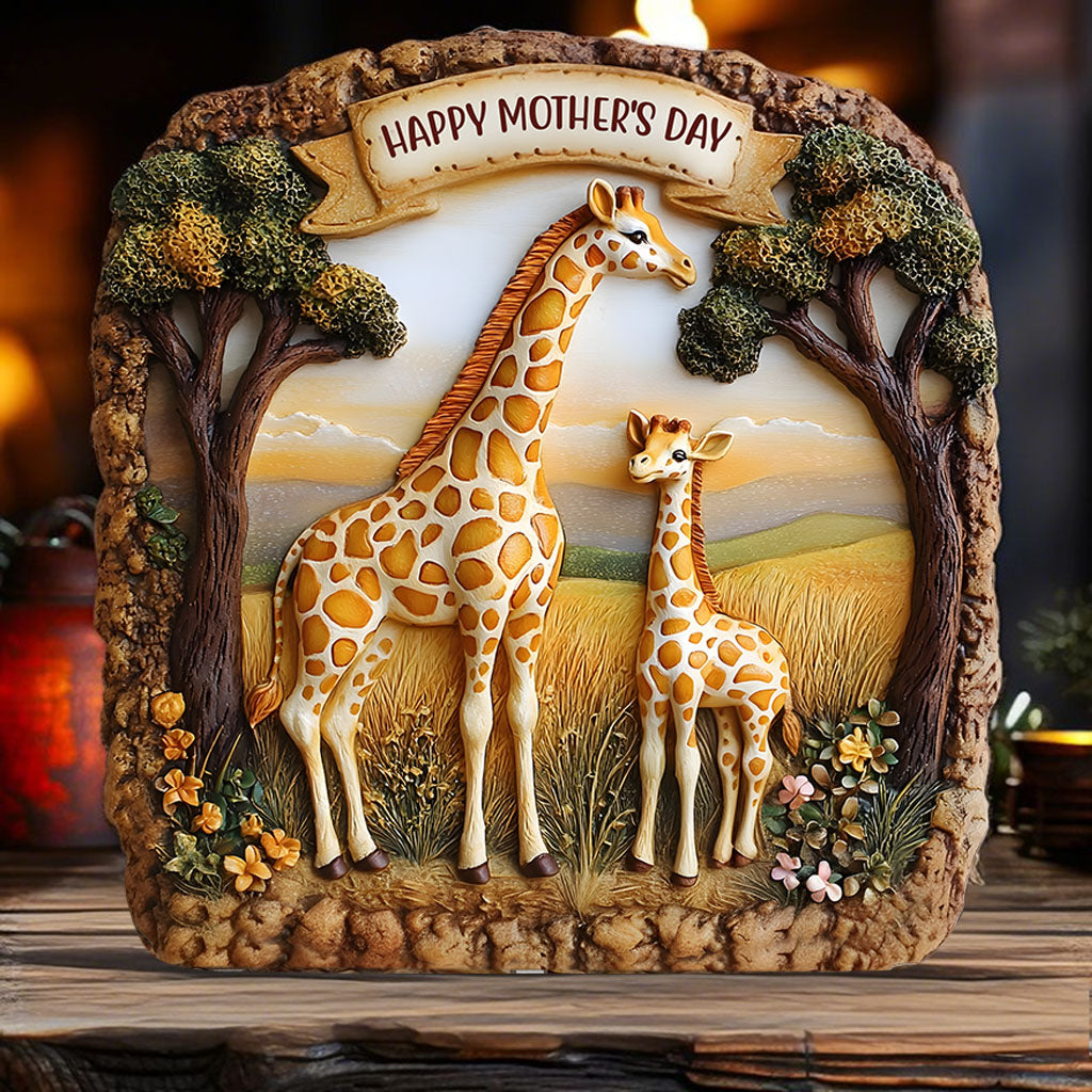 Giraffe Mom - Personalized Acrylic Plaque For Mother's Day Gift