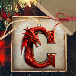 Personalized Custom Alphabet Letter Christmas - Dragon Hanging Ornament