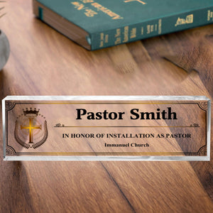 Personalized Pastor Desk Name Acrylic Plaque,Acrylic Reverend Name Sign