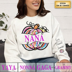 Gigi Grandma Painted Pumpkin - Family Personalized  Fall Sweatshirt