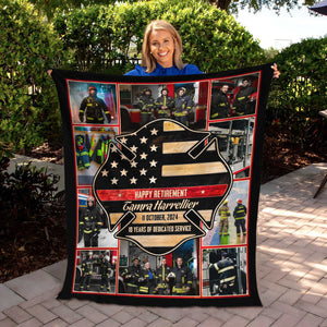 Custom Firefighter Photo Collage Personalized Firefighter Retirement Blanket