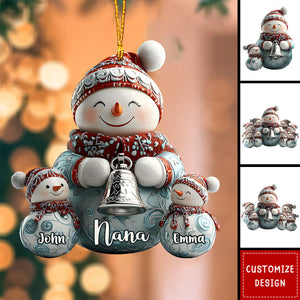 Merry Christmas - Personalized Grandma Snowman Family Ornament