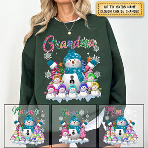 Grandma Snowman & Kid Christmas Tree Personalized Sweatshirt