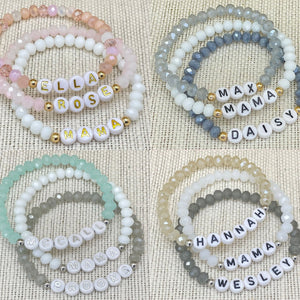 Personalized Crystal Bead Name Bracelets - Handmade Custom Gift For Women Mama Bracelet