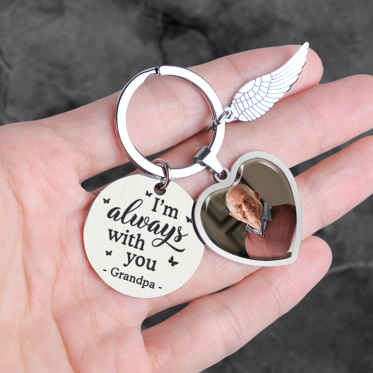 I'm Always With You - Personalized Heart Photo Keychain