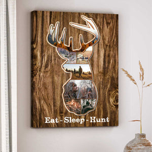 Deer Hunting Memories Gifts, Deer Head Custom Photo Collage Personalized Canvas/Poster