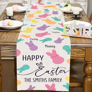 Happy Easter - Personalized Family Bunnies Table Runner