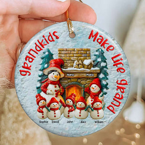 Chilling With My Grandkids Grandma Personalized Christmas Ceramic Ornament