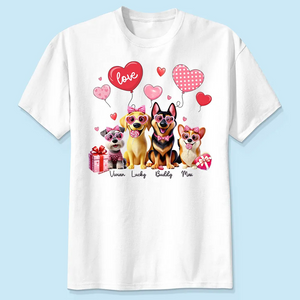 Personalized Heart Balloon T-Shirt Gift For Dog Mom, Couple Gift