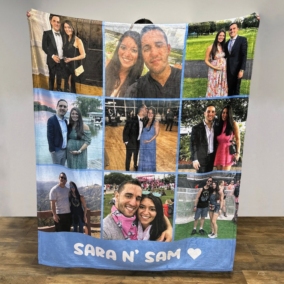 Personalized Photo Blanket with Text - Family Memorial  Anniversary Couples Gift