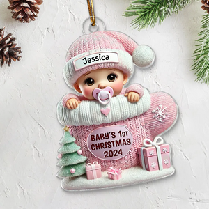 Baby In Mitten - Baby's First Christmas Personalized Acrylic Ornament