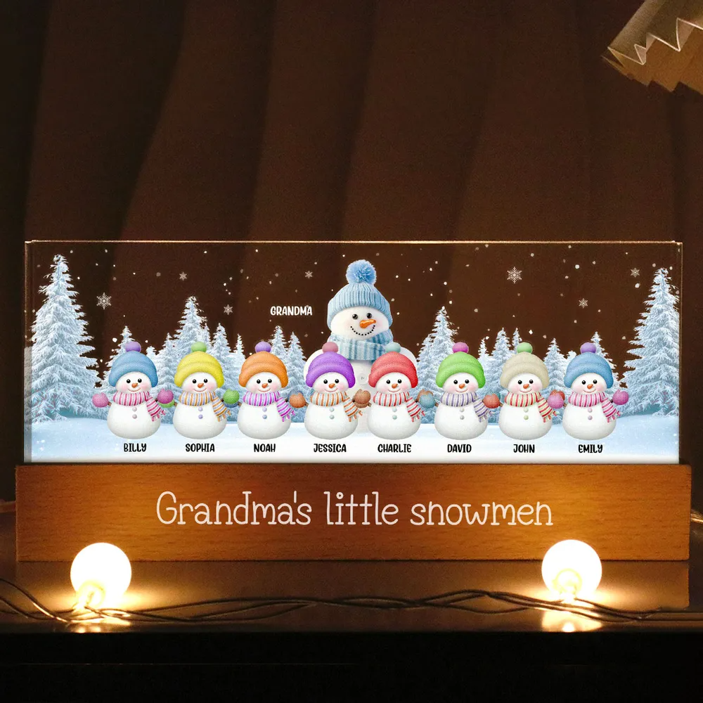 Grandma Grandkids Snowman Personalized Acrylic LED Night Light