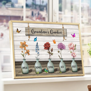 Personalized Grandma‘s Garden Birth Month Flowers Pots Poster