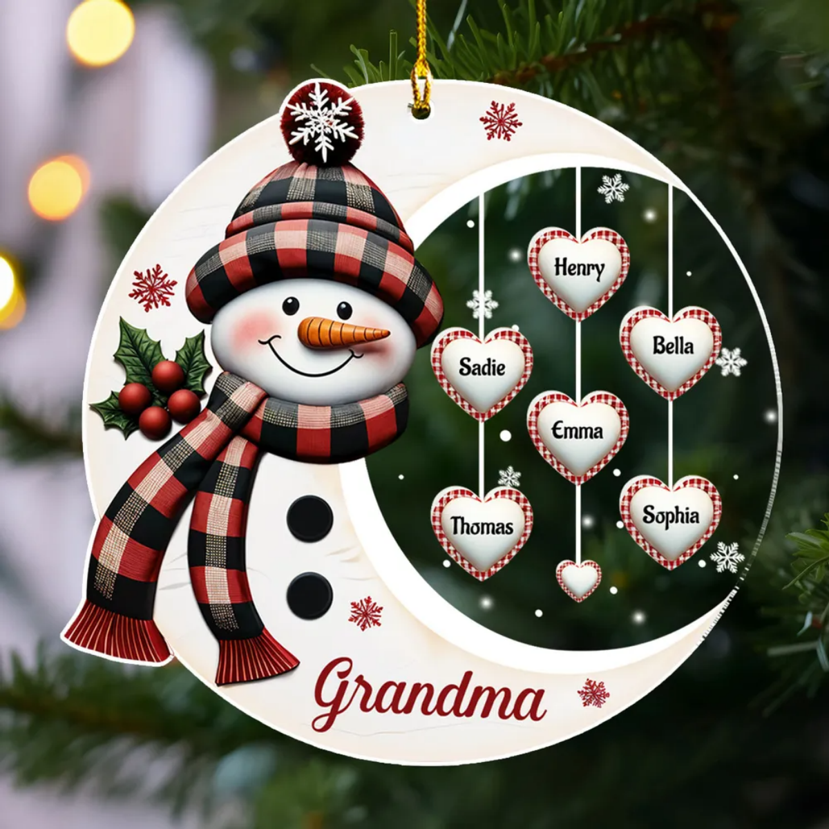 Sweetheart Of Nana Personalized Snowman Acrylic Ornament