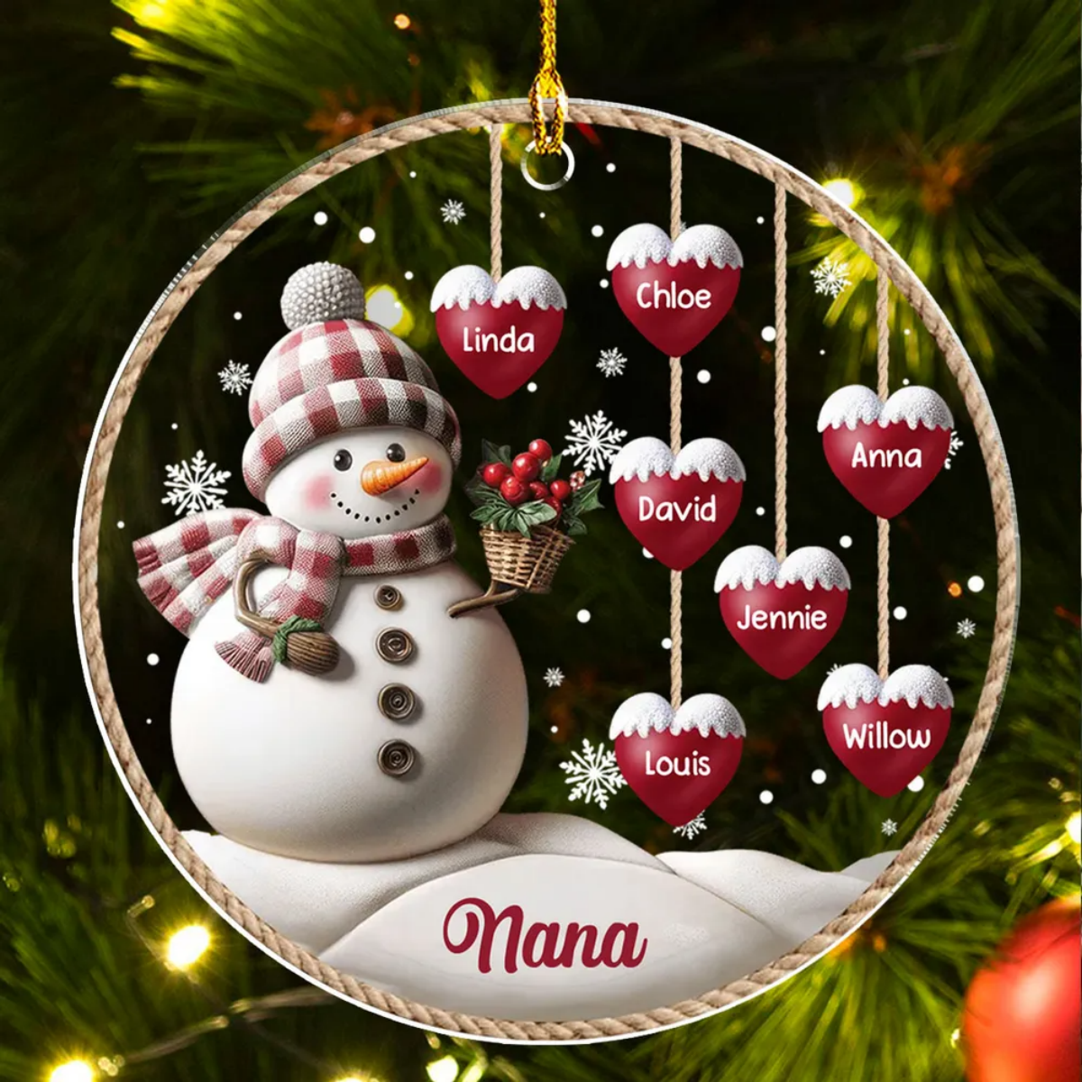 Happy Christmas Snowman Grandma - Personalized Acrylic Ornament