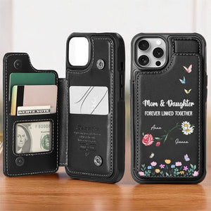 Forever Linked Together - Personalized Leather Flip Wallet Phone Case